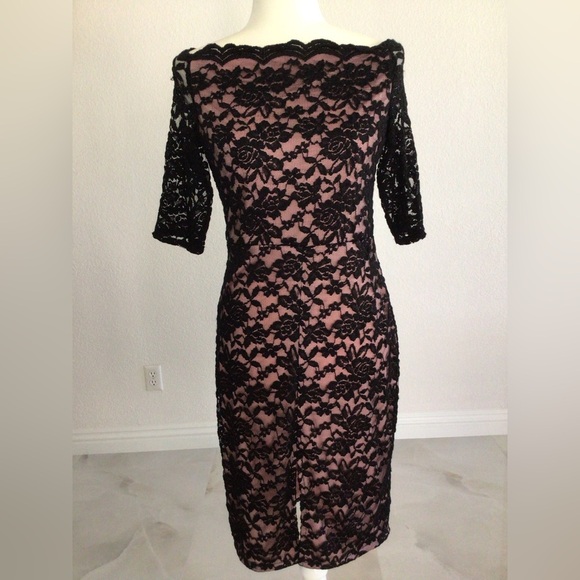 Black Lace Overlay Dress - Picture 1 of 6